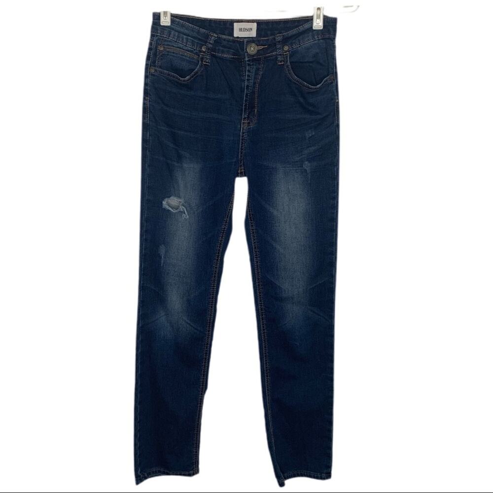 Hudson Kaite Distressed Skinny Jeans Girls Size 14 Dark Wash
